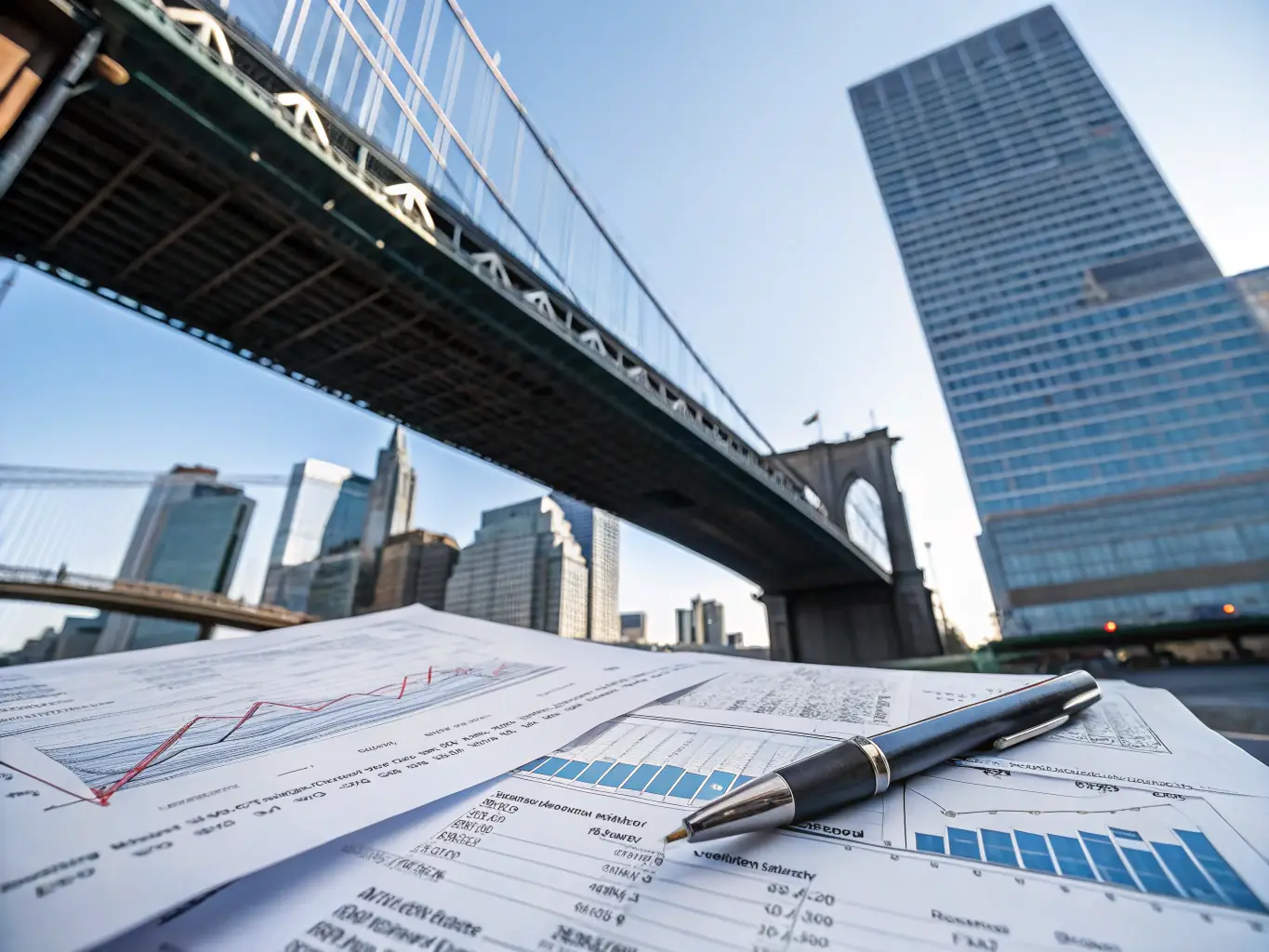 An image showing a bridge connecting two land masses, representing bridging finance as a means to overcome financial gaps. The image should be visually appealing and symbolize connection and progress.