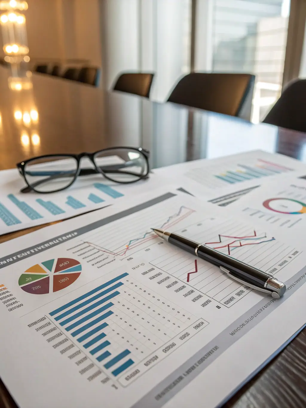 A detailed close-up of a financial document with charts and graphs, emphasizing the analytical aspect of finance. A pen rests on the document, ready for signing.